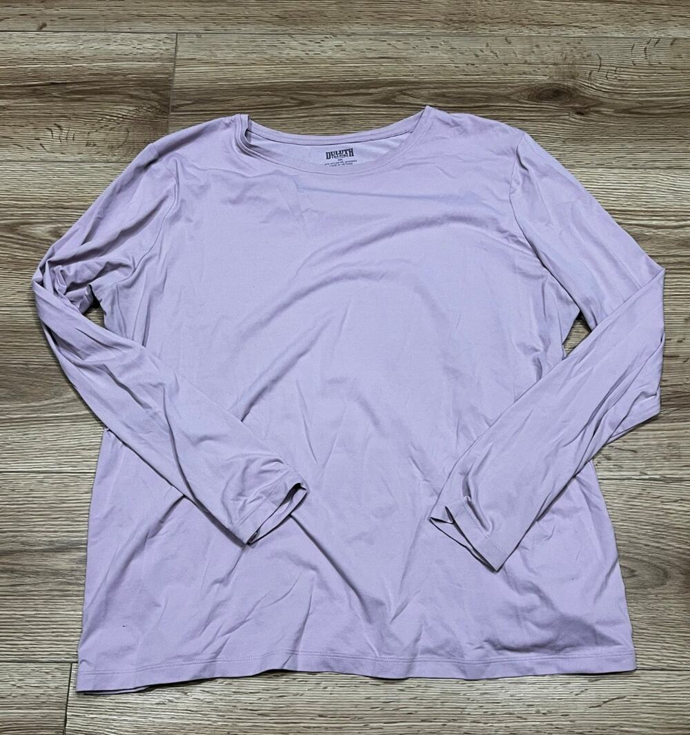Duluth Trading Womens Shirt Size XXL Lilac Stretch Long Sleeve (A00)